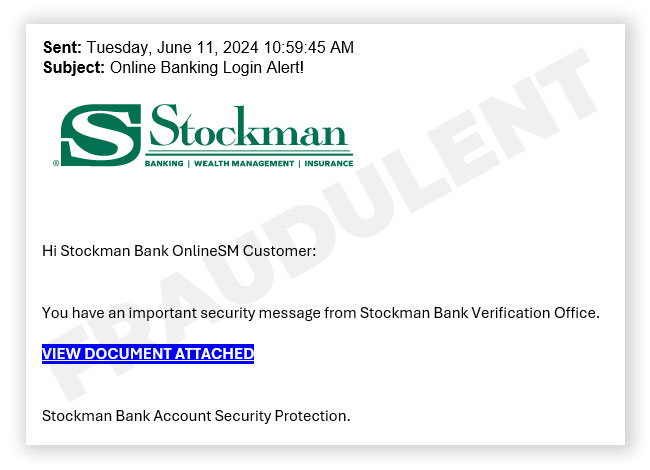 Example of a fraudulent phishing email