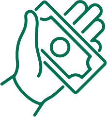 Hand holding money icon